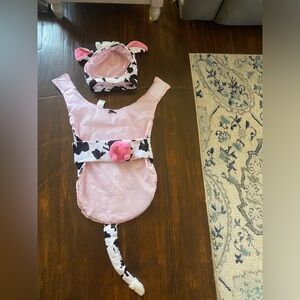 Cow Print dog Costume, Velcro waist & Velcro hat